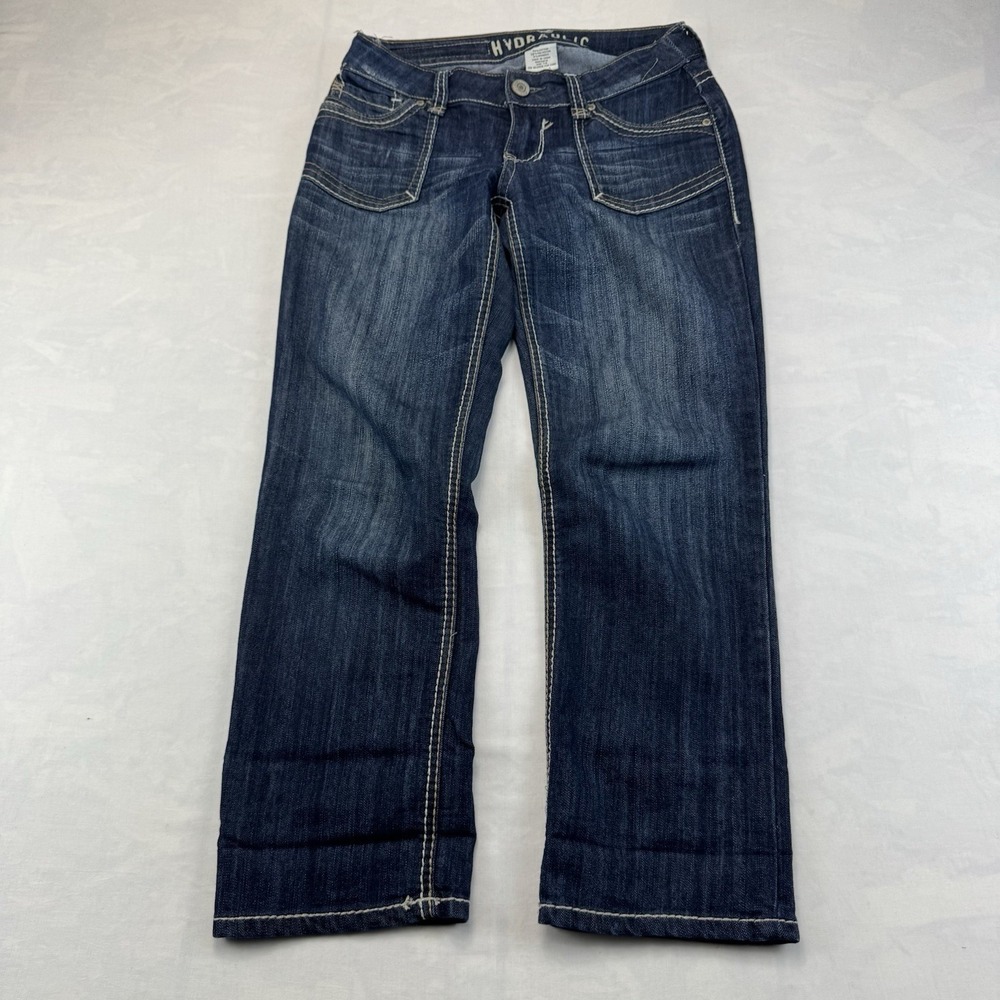 Hydraulic Jeans Womens 7/8 Bailey Slim Bootcut Dark Wash Blue